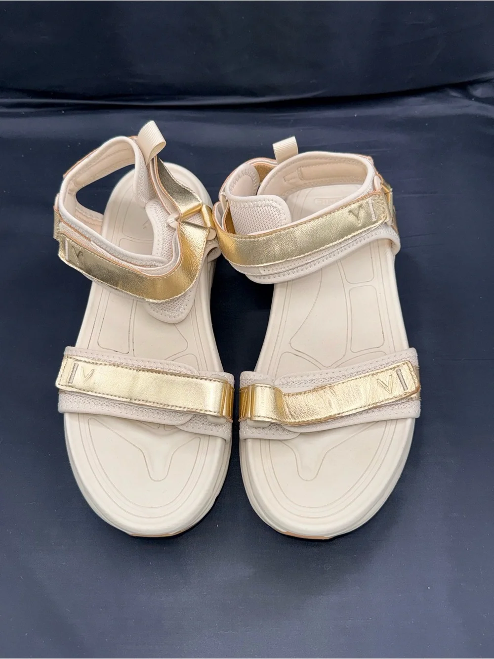 Vionic Walk Max Wanderer Metallic Gold Chunky Platform Sport Sandal Gorpcore 11